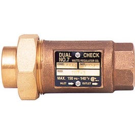 Backflow Preventer, Dual Check Valve, .75-In.