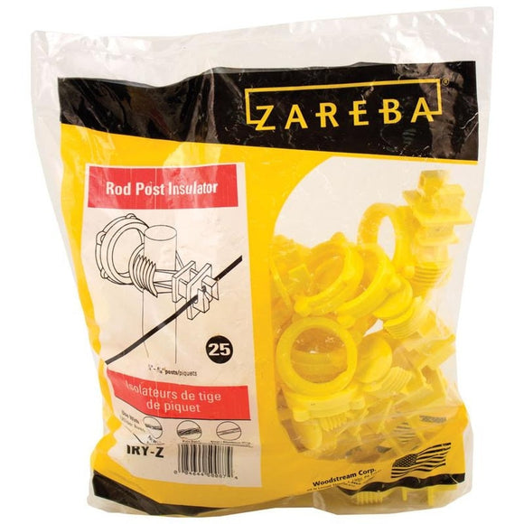 ZAREBA SCREW-ON ROD POST INSULATOR (25 PACK, YELLOW)